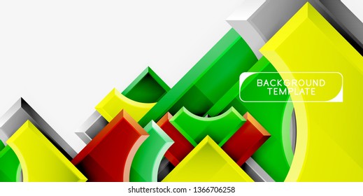 3d futuristic shapes vector abstract background made of glossy pieces with light effects. Modern design