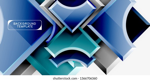 3d formas futuristas vectorial fondo abstracto hecho de piezas glosas con efectos de luz. Diseño moderno