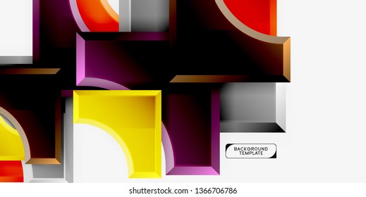 3d futuristic shapes vector abstract background made of glossy pieces with light effects. Modern design