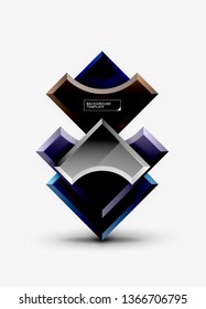 3d futuristic shapes vector abstract background made of glossy pieces with light effects. Modern design