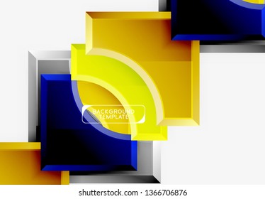 3d futuristic shapes vector abstract background made of glossy pieces with light effects. Modern design