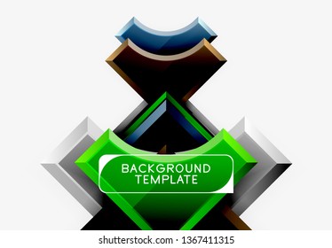 3d formas futuristas vectorial fondo abstracto hecho de piezas glosas con efectos de luz. Diseño moderno