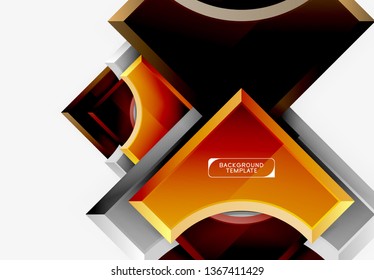 3d futuristic shapes vector abstract background made of glossy pieces with light effects. Modern design