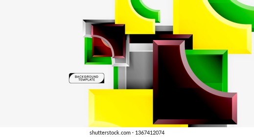 3d futuristic shapes vector abstract background made of glossy pieces with light effects. Modern design