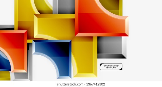 3d futuristic shapes vector abstract background made of glossy pieces with light effects. Modern design