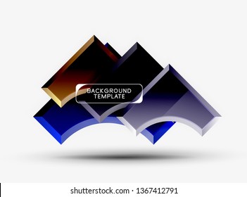3d futuristic shapes vector abstract background made of glossy pieces with light effects. Modern design