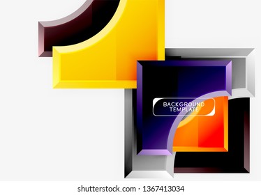 3d futuristic shapes vector abstract background made of glossy pieces with light effects. Modern design