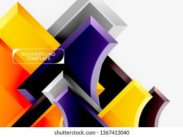 3d formas futuristas vectorial fondo abstracto hecho de piezas glosas con efectos de luz. Diseño moderno