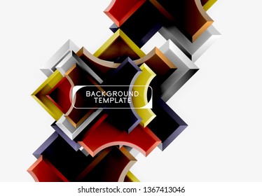 3d formas futuristas vectorial fondo abstracto hecho de piezas glosas con efectos de luz. Diseño moderno