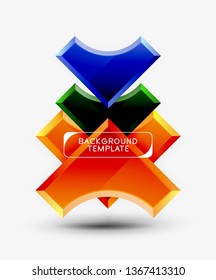 3d futuristic shapes vector abstract background made of glossy pieces with light effects. Modern design