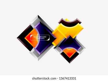 3d futuristic shapes vector abstract background made of glossy pieces with light effects. Modern design