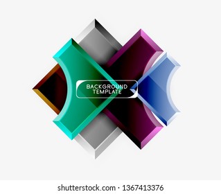 3d formas futuristas vectorial fondo abstracto hecho de piezas glosas con efectos de luz. Diseño moderno