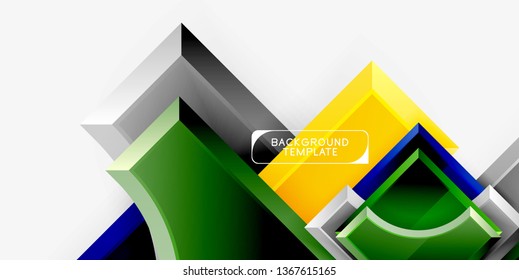 3d futuristic shapes vector abstract background made of glossy pieces with light effects. Modern design