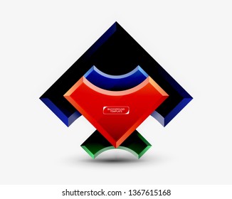 3d futuristic shapes vector abstract background made of glossy pieces with light effects. Modern design