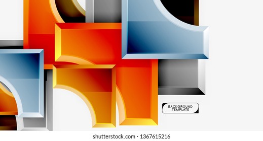 3d futuristic shapes vector abstract background made of glossy pieces with light effects. Modern design