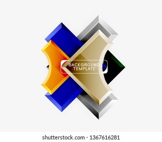 3d futuristic shapes vector abstract background made of glossy pieces with light effects. Modern design
