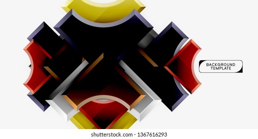 3d futuristic shapes vector abstract background made of glossy pieces with light effects. Modern design