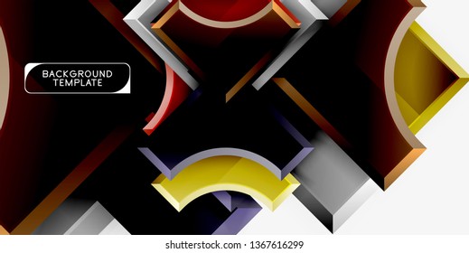 3d futuristic shapes vector abstract background made of glossy pieces with light effects. Modern design