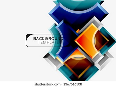 3d futuristic shapes vector abstract background made of glossy pieces with light effects. Modern design