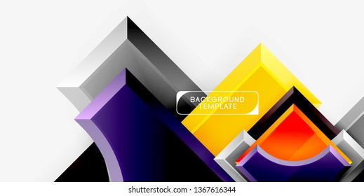 3d futuristic shapes vector abstract background made of glossy pieces with light effects. Modern design