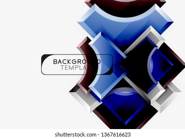 3d futuristic shapes vector abstract background made of glossy pieces with light effects. Modern design