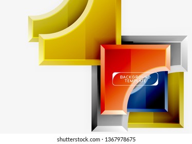 3d futuristic shapes vector abstract background made of glossy pieces with light effects. Modern design