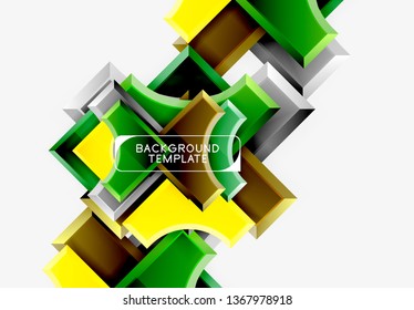 3d futuristic shapes vector abstract background made of glossy pieces with light effects. Modern design