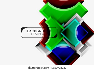 3d formas futuristas vectorial fondo abstracto hecho de piezas glosas con efectos de luz. Diseño moderno