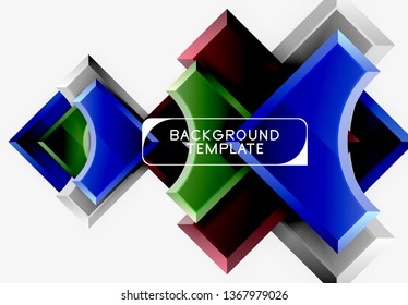 3d formas futuristas vectorial fondo abstracto hecho de piezas glosas con efectos de luz. Diseño moderno