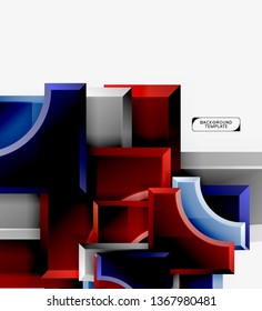 3d formas futuristas vectorial fondo abstracto hecho de piezas glosas con efectos de luz. Diseño moderno