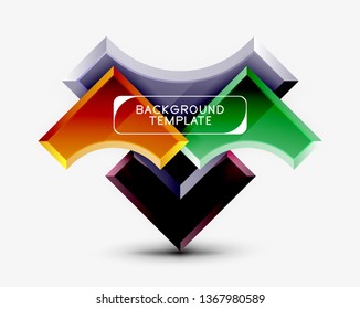 3d futuristic shapes vector abstract background made of glossy pieces with light effects. Modern design