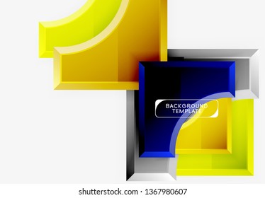 3d formas futuristas vectorial fondo abstracto hecho de piezas glosas con efectos de luz. Diseño moderno