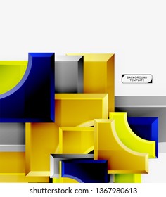 3d futuristic shapes vector abstract background made of glossy pieces with light effects. Modern design