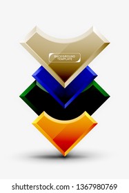 3d futuristic shapes vector abstract background made of glossy pieces with light effects. Modern design