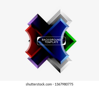 3d futuristic shapes vector abstract background made of glossy pieces with light effects. Modern design