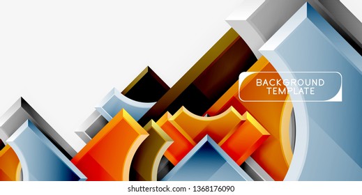3d futuristic shapes vector abstract background made of glossy pieces with light effects. Modern design