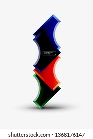 3d futuristic shapes vector abstract background made of glossy pieces with light effects. Modern design