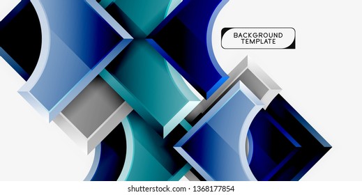 3d futuristic shapes vector abstract background made of glossy pieces with light effects. Modern design