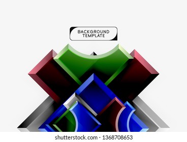 3d futuristic shapes vector abstract background made of glossy pieces with light effects. Modern design