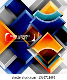 3d futuristic shapes vector abstract background made of glossy pieces with light effects. Modern design