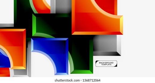3d futuristic shapes vector abstract background made of glossy pieces with light effects. Modern design