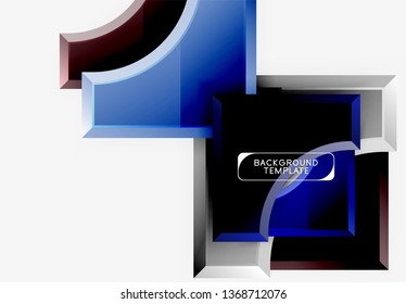 3d formas futuristas vectorial fondo abstracto hecho de piezas glosas con efectos de luz. Diseño moderno