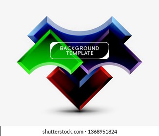 3d formas futuristas vectorial fondo abstracto hecho de piezas glosas con efectos de luz. Diseño moderno