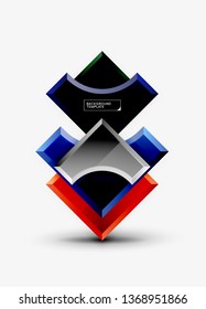 3d futuristic shapes vector abstract background made of glossy pieces with light effects. Modern design