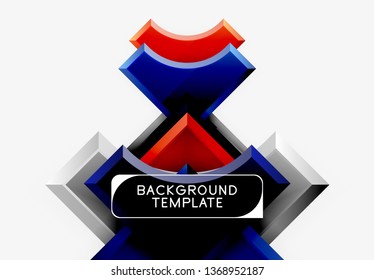 3d futuristic shapes vector abstract background made of glossy pieces with light effects. Modern design