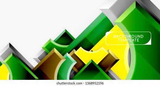 3d futuristic shapes vector abstract background made of glossy pieces with light effects. Modern design