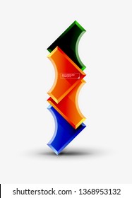 3d futuristic shapes vector abstract background made of glossy pieces with light effects. Modern design