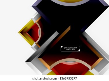 3d futuristic shapes vector abstract background made of glossy pieces with light effects. Modern design