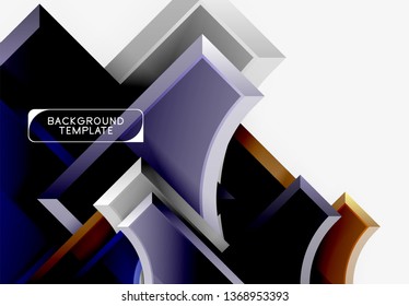 3d futuristic shapes vector abstract background made of glossy pieces with light effects. Modern design