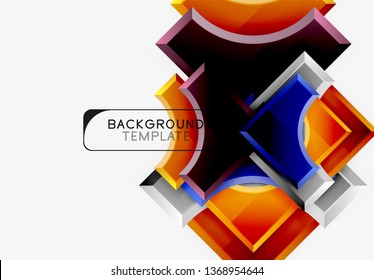 3d futuristic shapes vector abstract background made of glossy pieces with light effects. Modern design